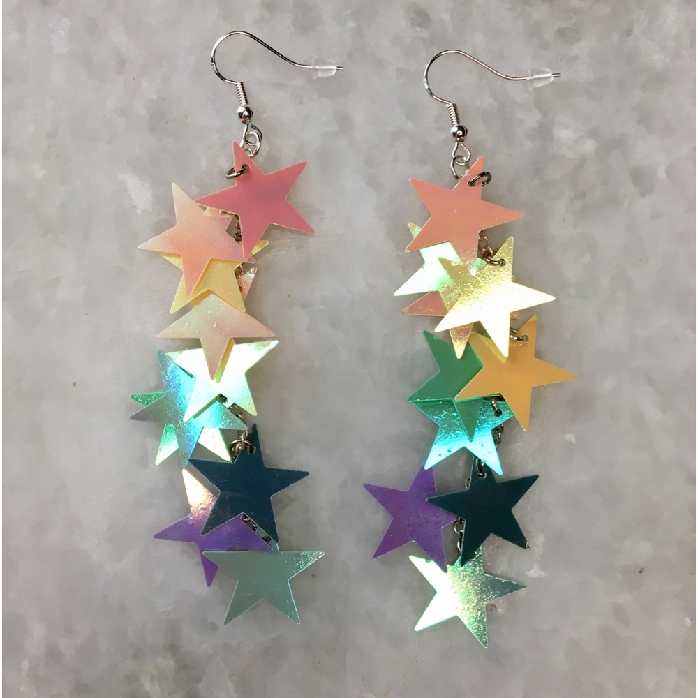 Multicolor Star Dangle Earrings - Picture 10 of 15